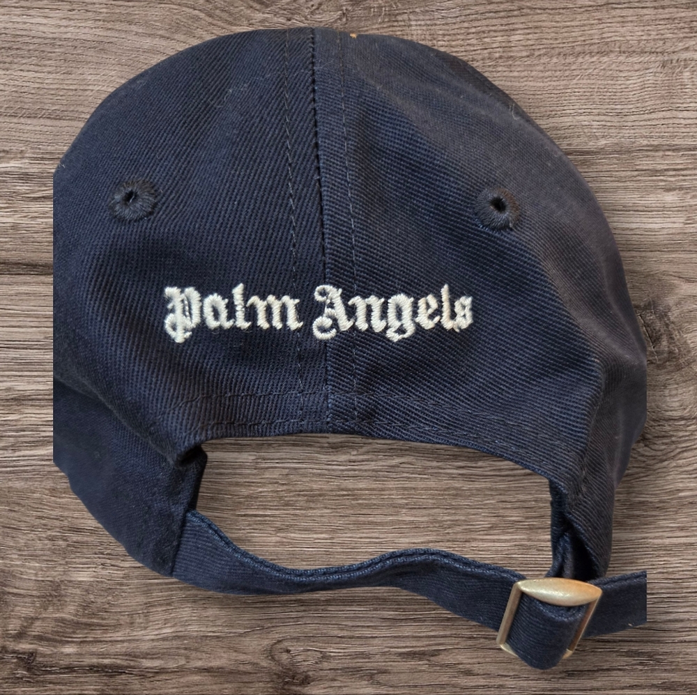 NEW* Palm Angels Navy Blue and White Classic Logo Cap